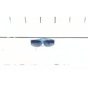 Vintage blue/clear striped plastic sunglasses/striped wide band sun glasses/Fash